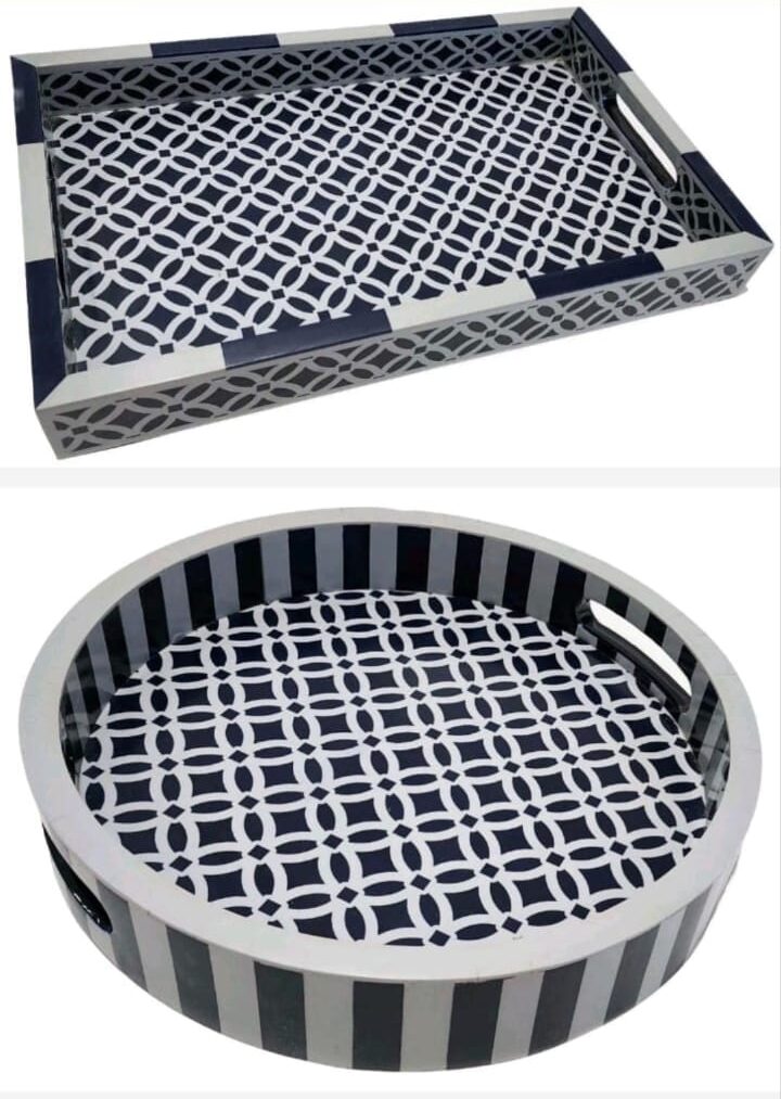 Handmade Bone Inlay Serving Tray Set | Manufacturer & Exporter