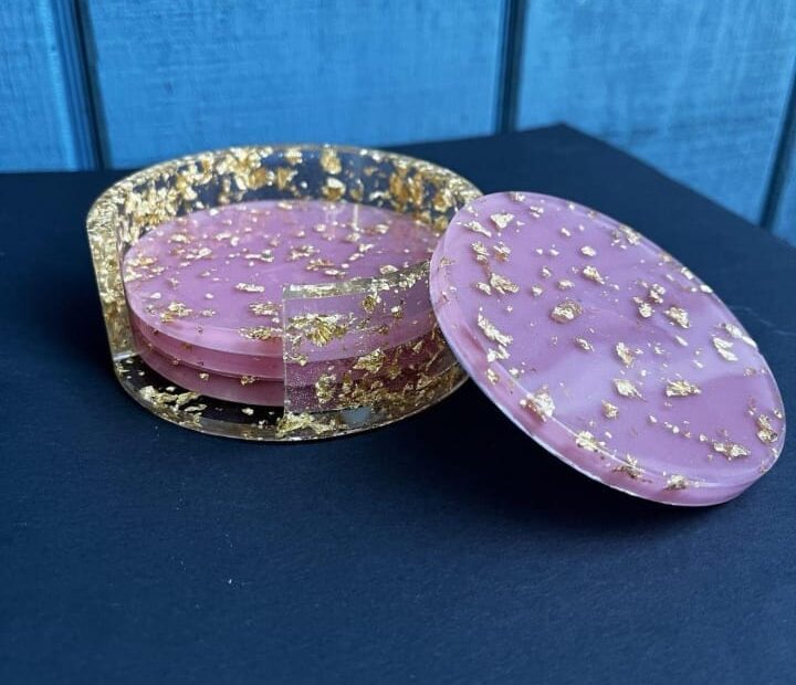 Handmade Resin Coaster Set with Holder | Manufacturer & Exporter